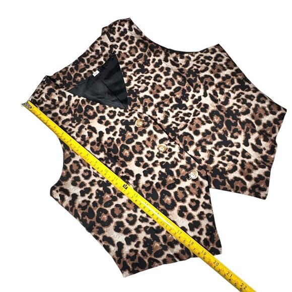 NEW Leopard Print Suite Vest Sz.M Dressy Front Buttons Fitted Animal Print 90s - Picture 9 of 10